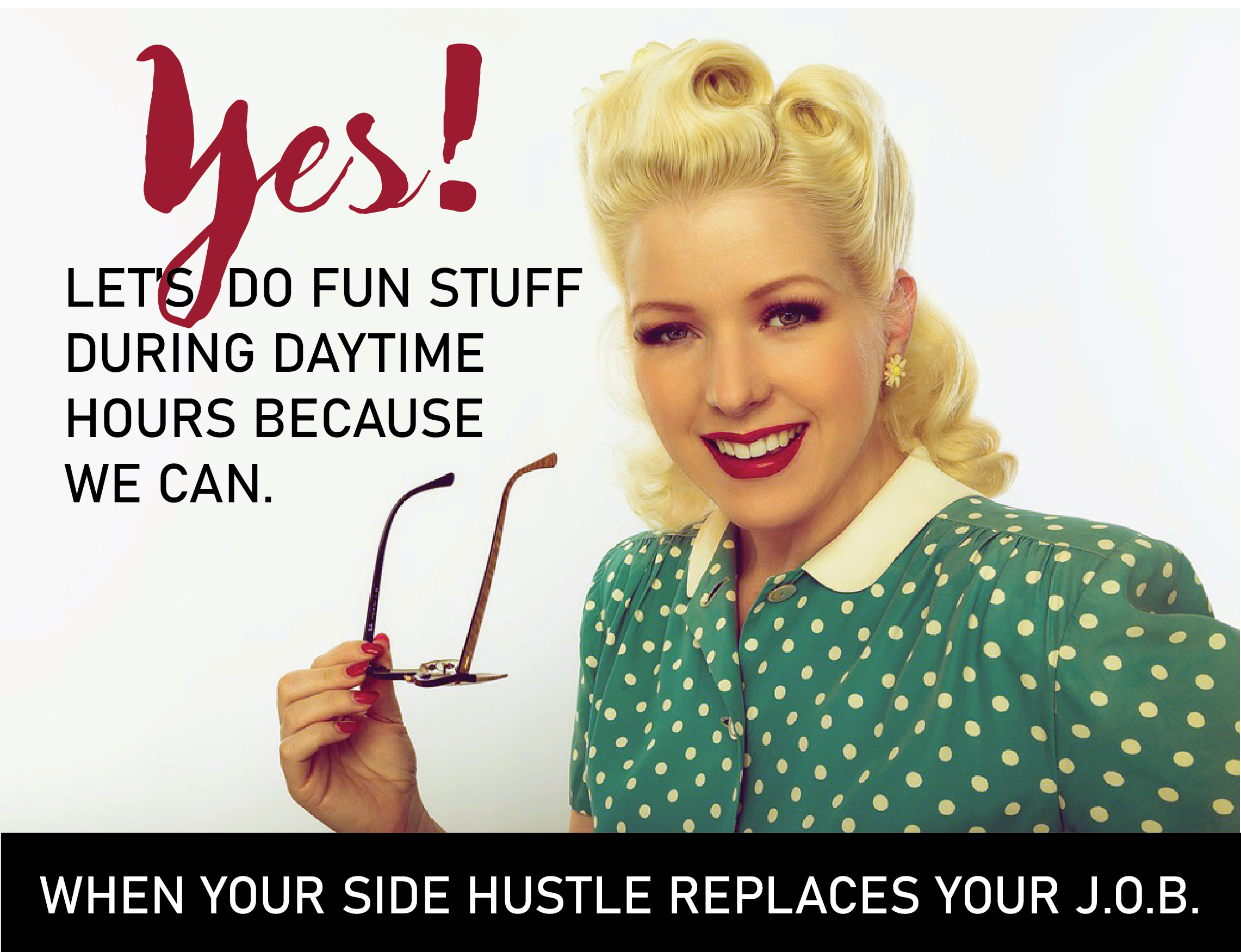 Retro woman skipping work